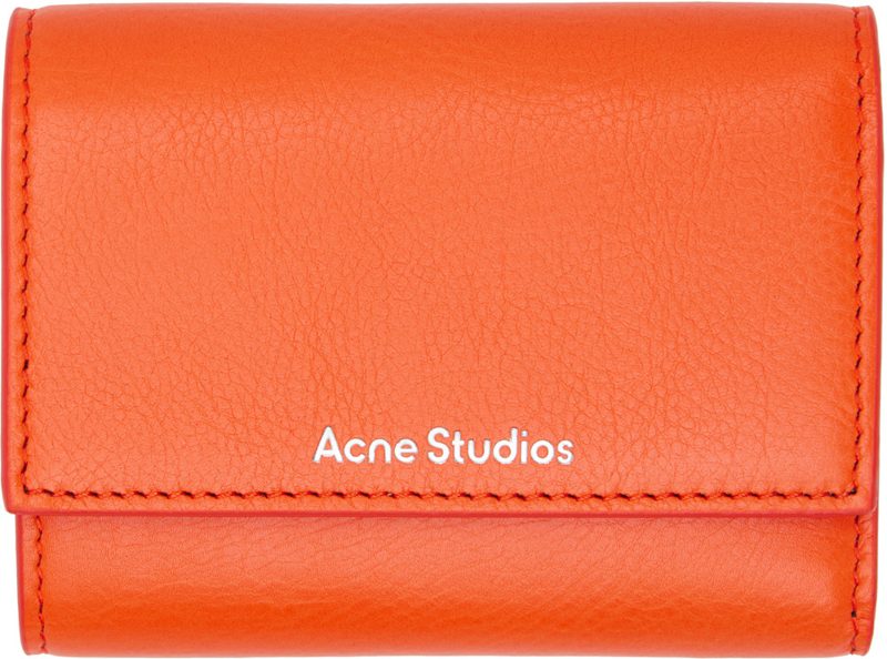 Orange Trifold Leather Wallet 261129M164003
