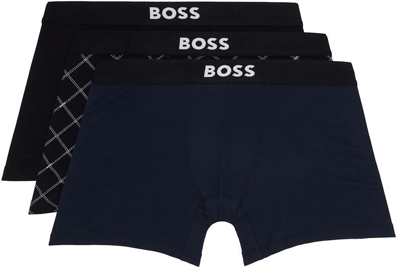 Three-Pack Multicolor Stretch Cotton Boxer Briefs 261085M216002