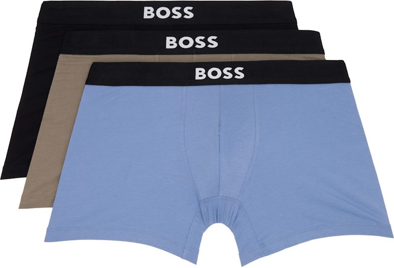 Three-Pack Multicolor Stretch Cotton Boxer Briefs 261085M216001