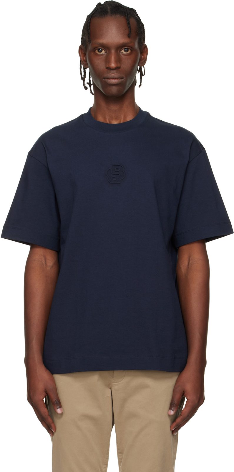Navy EM[보스]ED-LOGO T-shirt 261085M213012