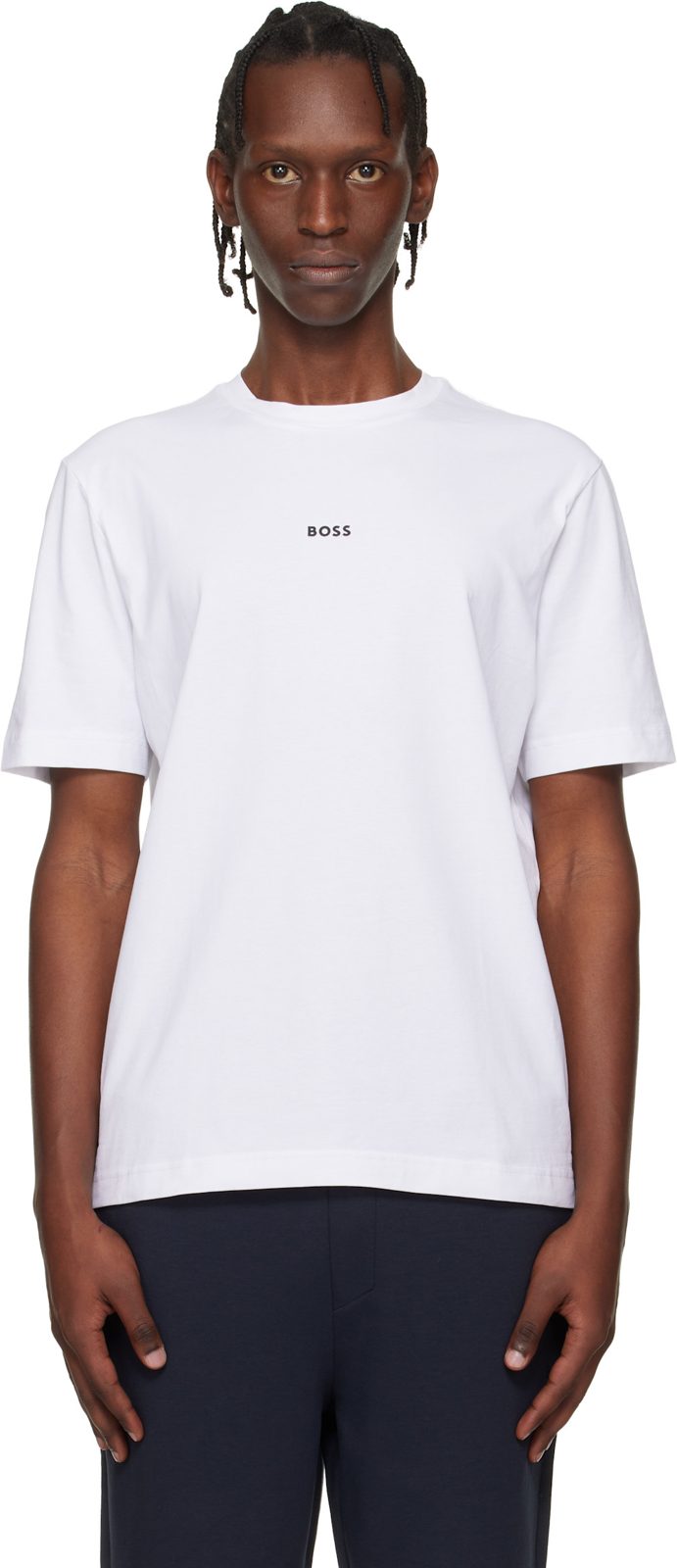 White Contrast Logo Stretch-Cotton T-shirt 261085M213027