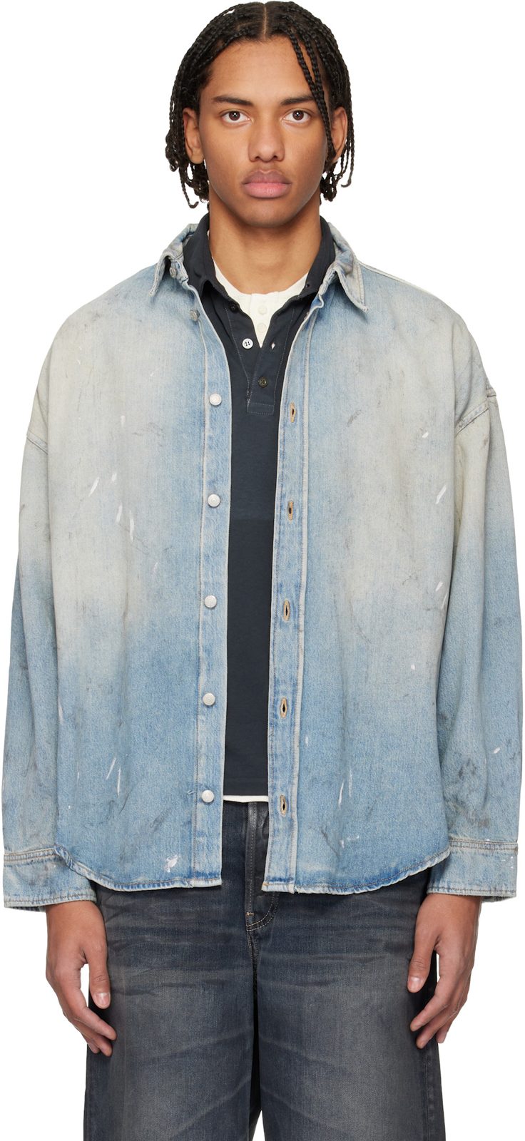 Blue Faded Denim Shirt 261129M192018