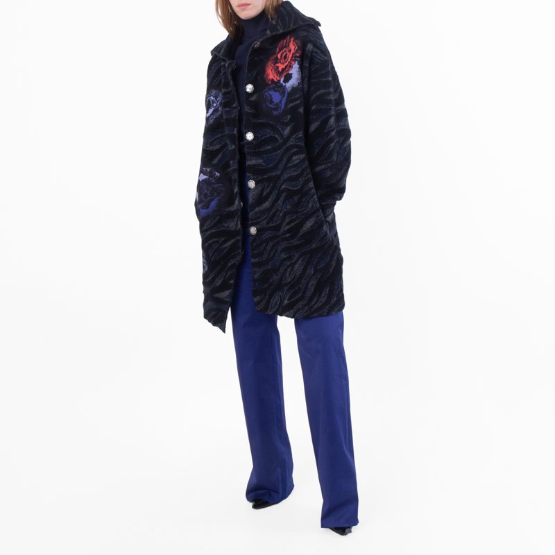 Poppies Jacquard Wool-Blend Coat