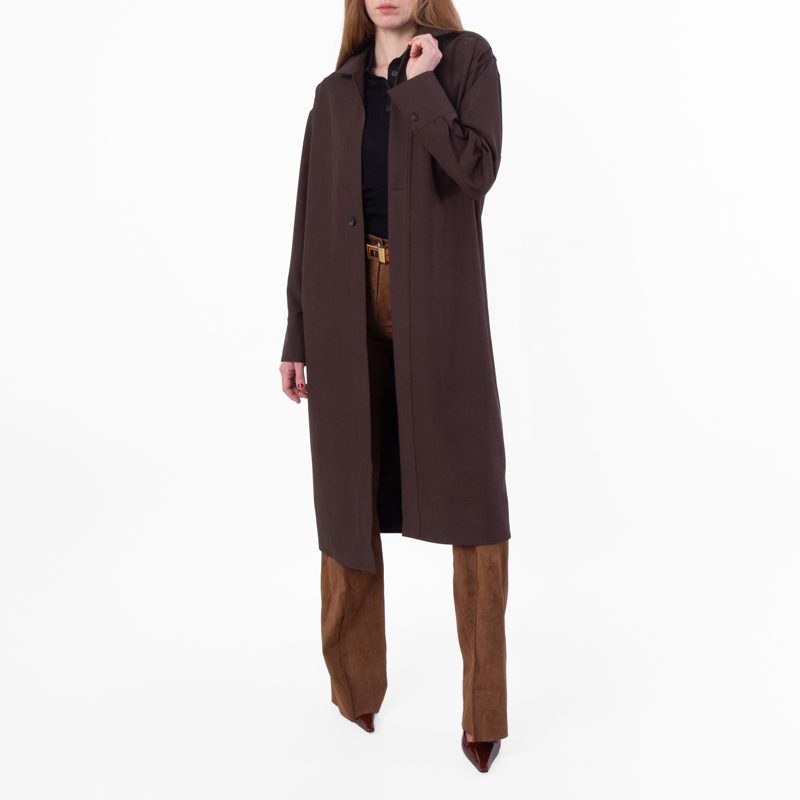 Dark Brown Minimalist Long Overcoat