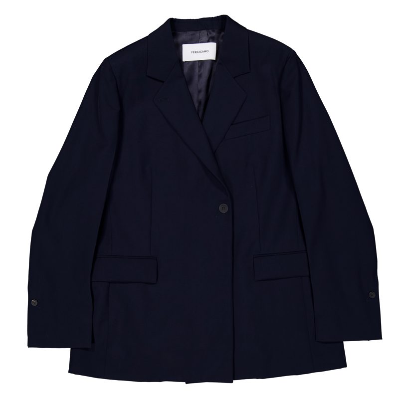 Blue Double Breasted Wool Blazer
