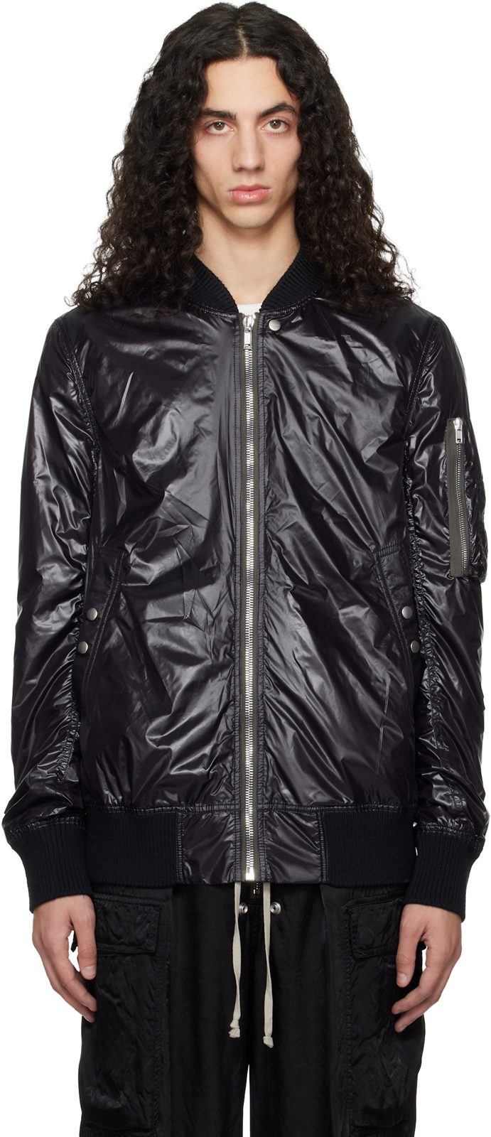Black Temple Classic Flight Bomber Jacket 261232M175005