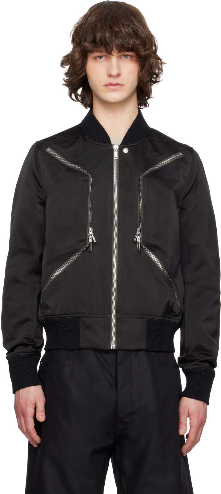 Black Temple Heizer Flight Bomber Jacket 261232M175003