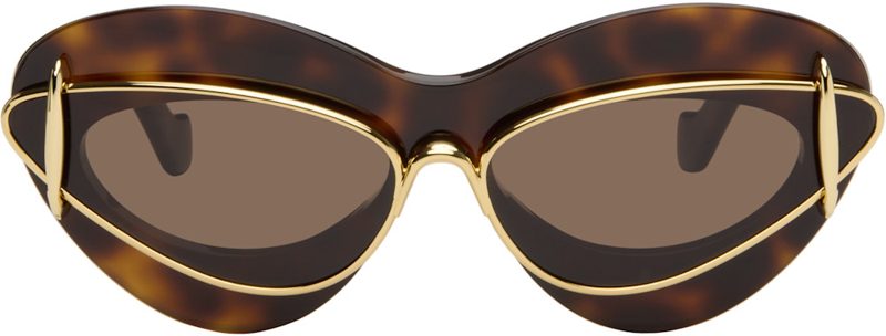 Brown & Gold Double Frame Sunglasses 261677F005052