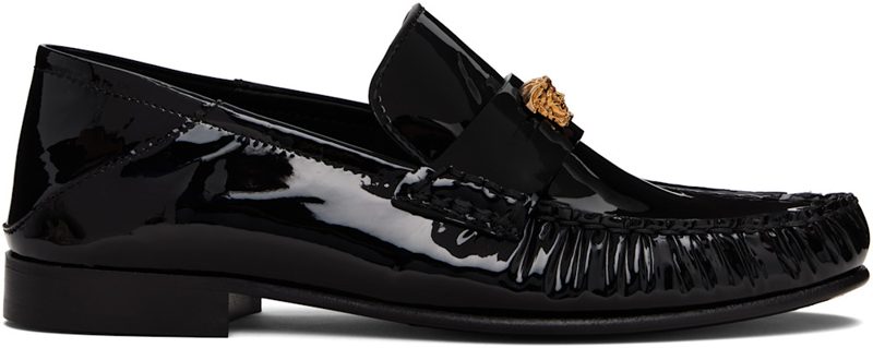 Black Calf Leather Loafers 261404F121004