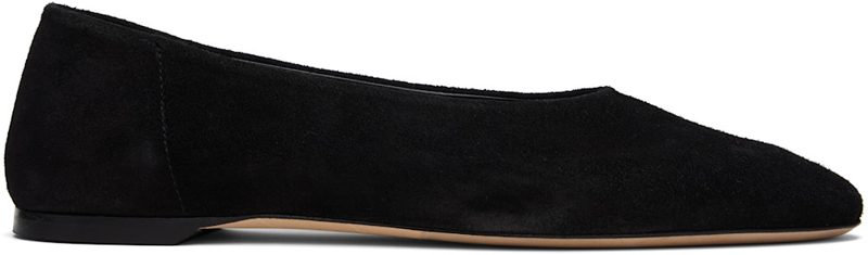 TOTEME Black Slip Suede Ballerina Flats 261771F118000