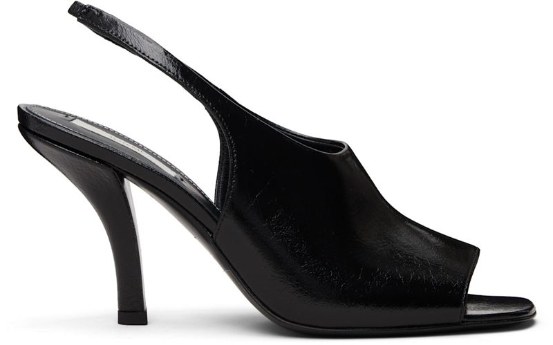 TOTEME Black Contour Naplack Slingback Heeled Sandals 261771F125004