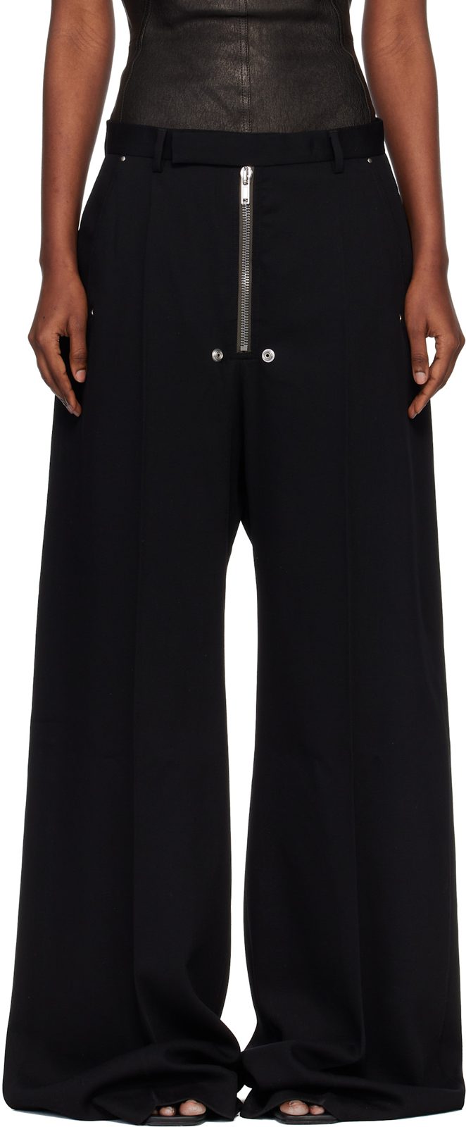 Black Tailored Wide Belas Trousers 261232F087016