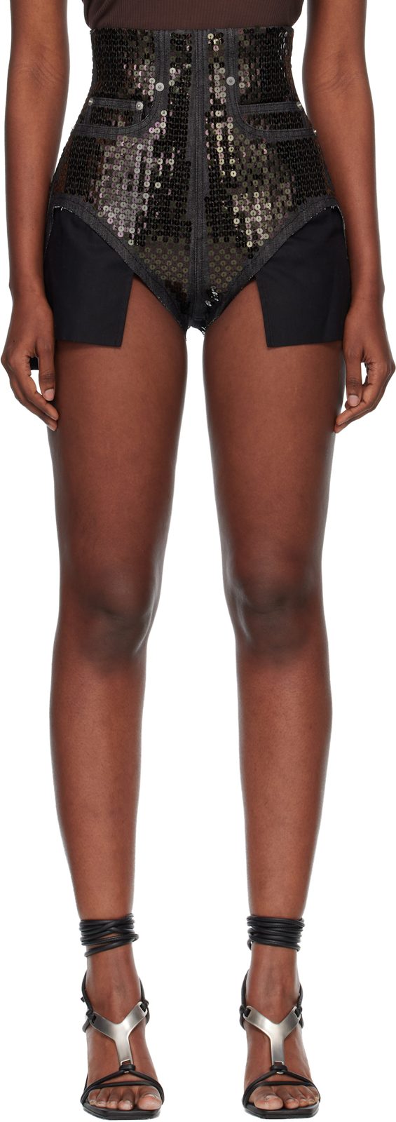 Black Temple Dirt Cutoffs Denim Shorts 261232F088011