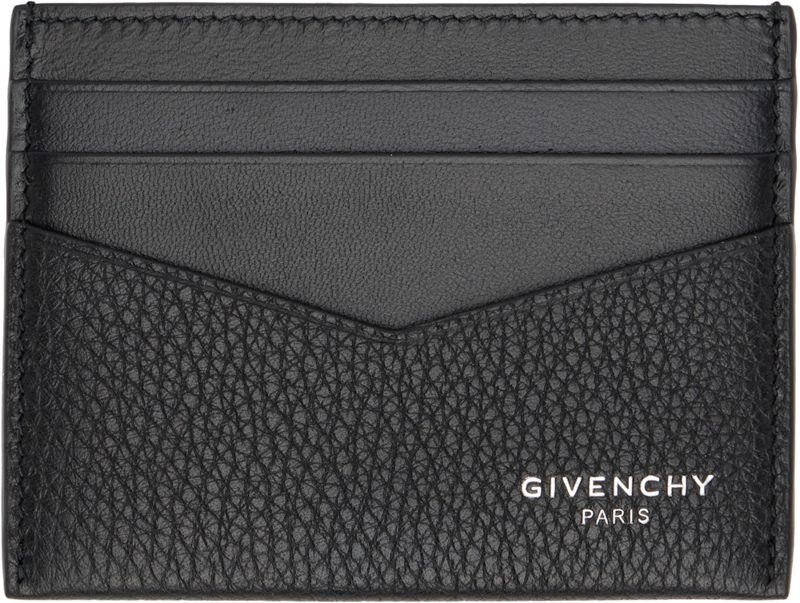 Black Grained Leather Card Holder 261278M163013