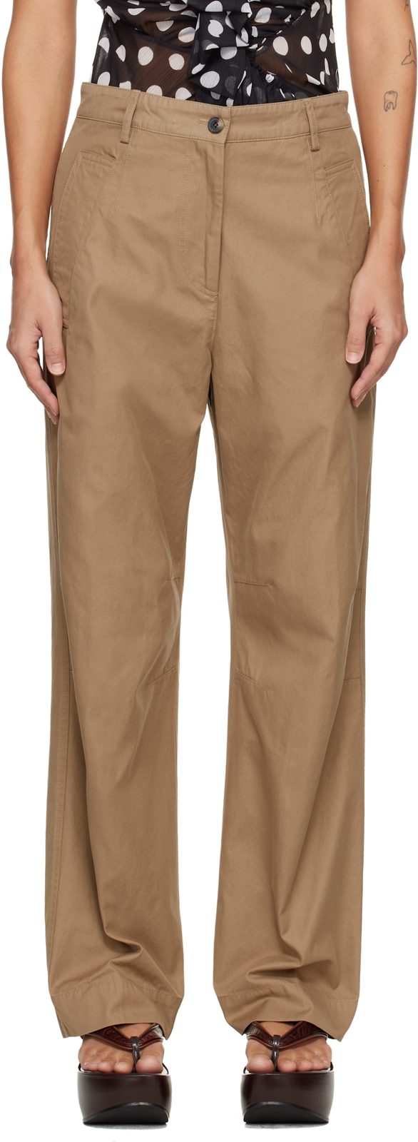 Brown Loose Fit Workwear Trousers 261358F087019
