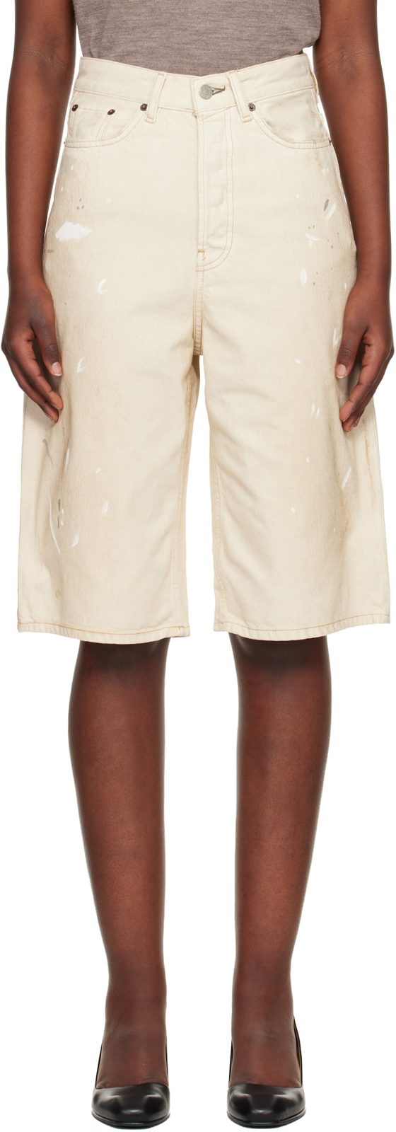 오프화이트 Distressed Denim Shorts 261129F088001