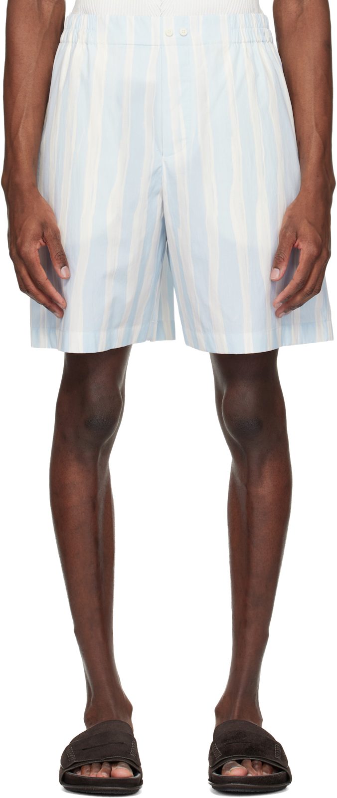 Blue & Beige The Calecon Boxer Shorts 261553M193002