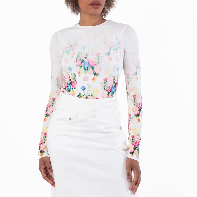 Floral-Printed Long Sleeved Top
