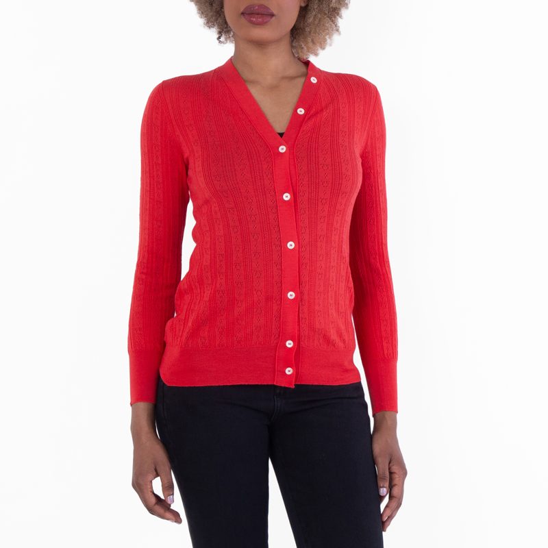 Gancini A-Jour Wool Cardigan