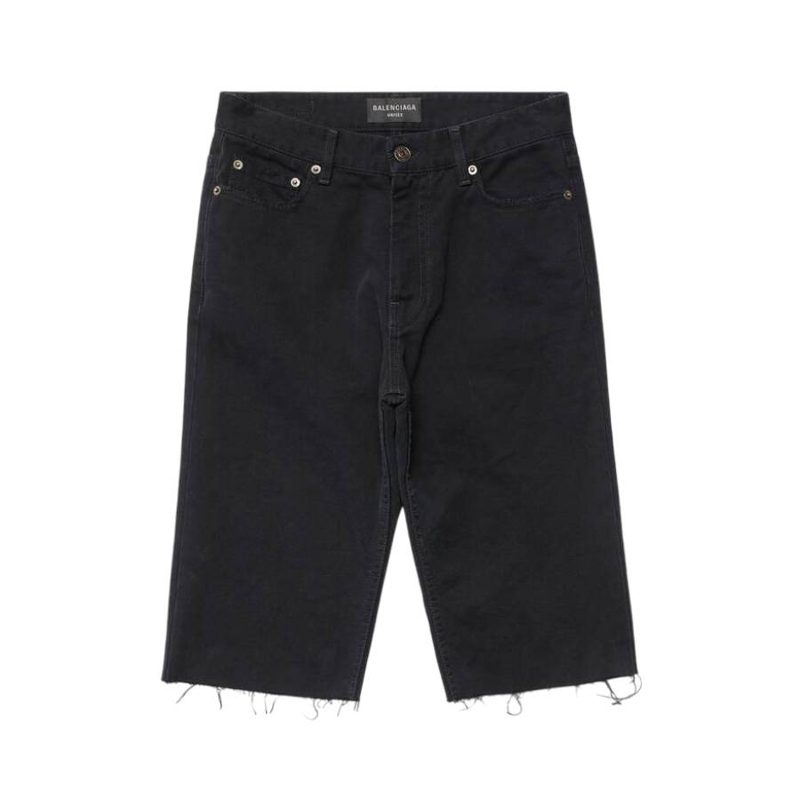 Distressed-Effect Denim Shorts