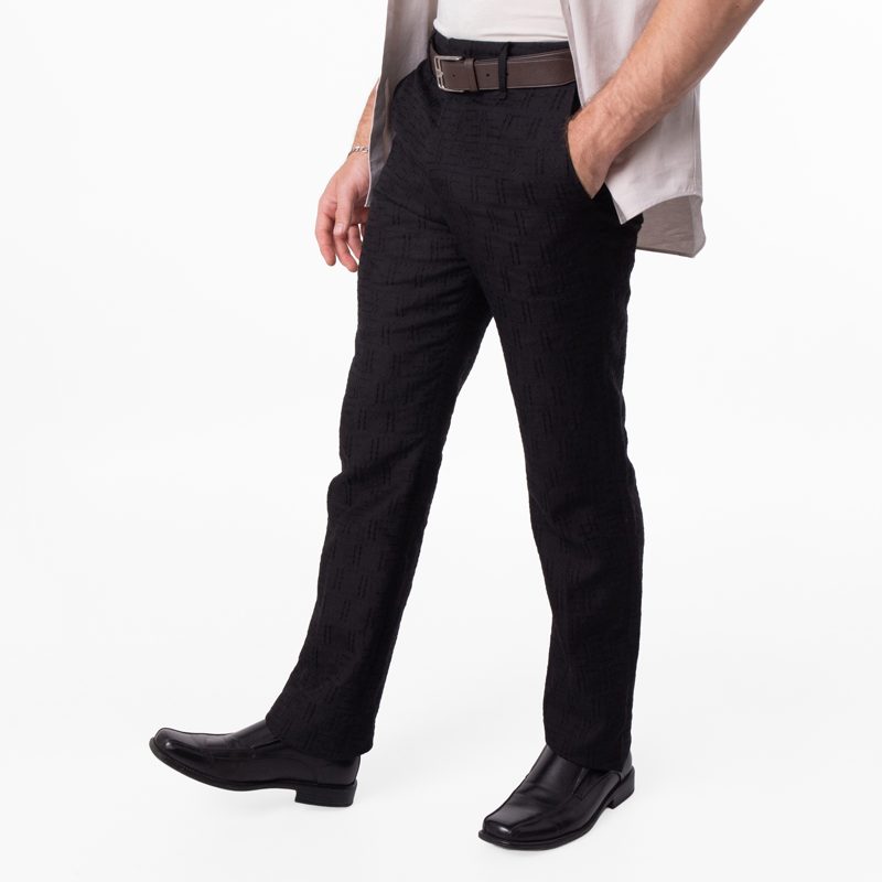 Black Linen FF Jacquard Pants