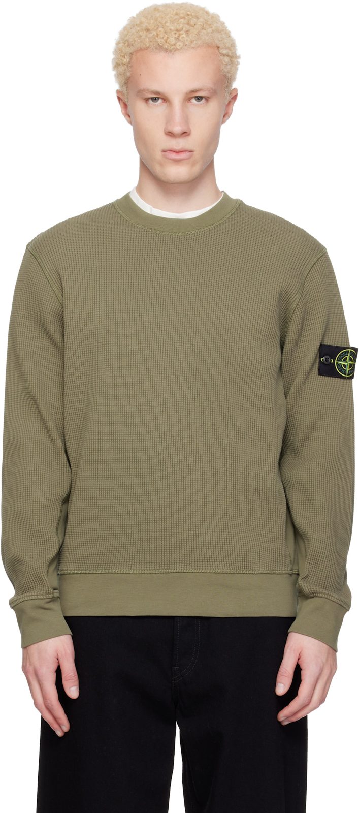Khaki 6100056 Organic Cotton Waffle Fleece Sweatshirt 261828M202028