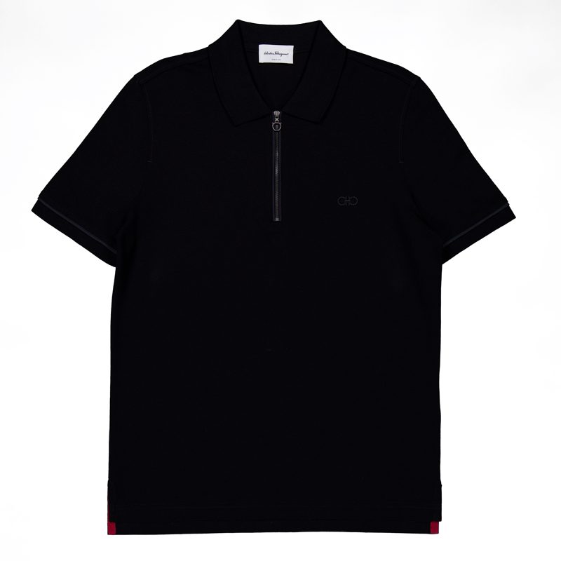 Gancini Embroidered Cotton Pique Polo