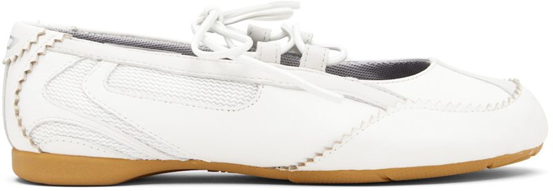 White D-Mile Lace-Up Ballerina Flats 261001F118001