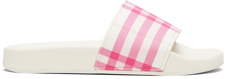 오프화이트 & Pink Check Slides 262376F124000