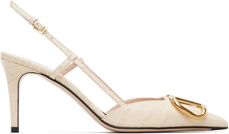 Garavani [오프화이트] VLogo Signature Slingback Heels 261807F122005