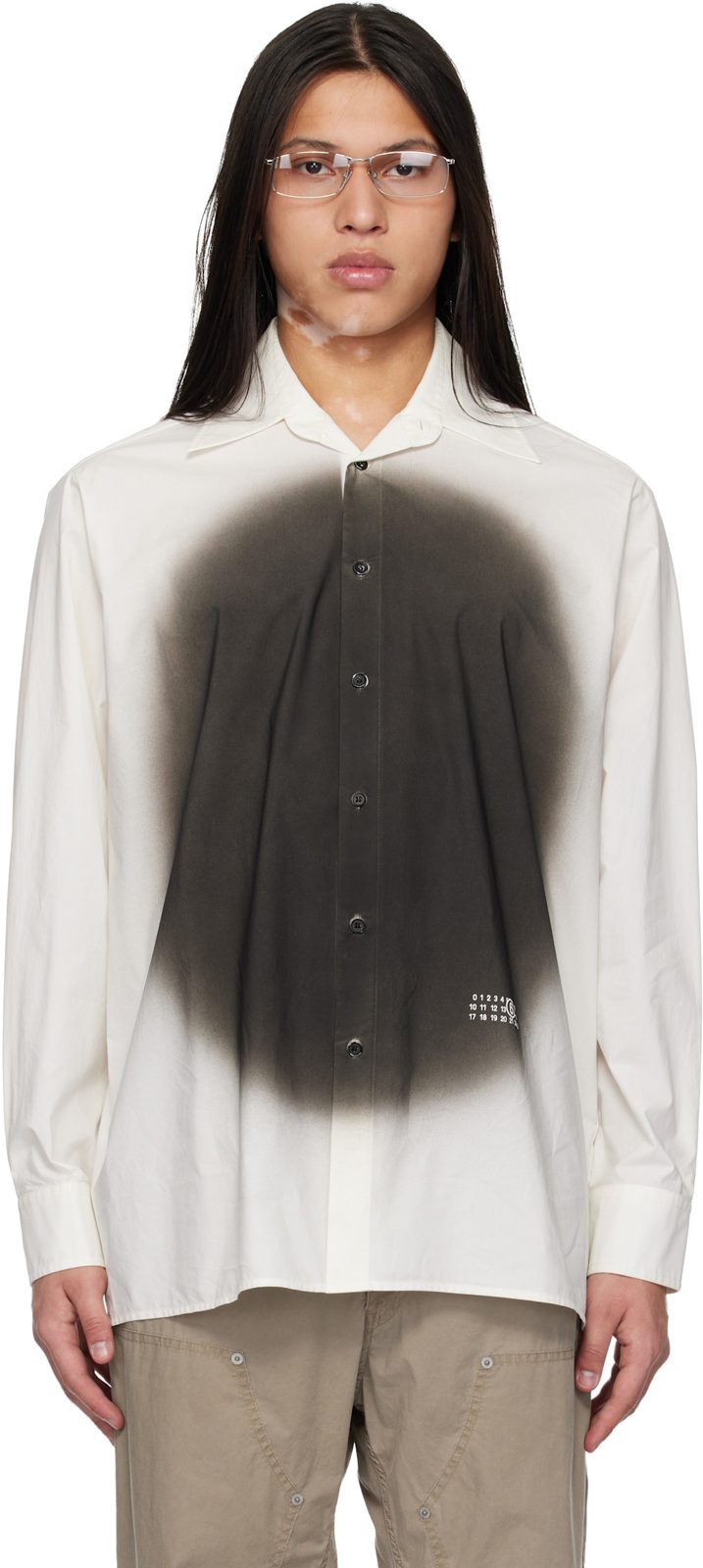 White Spray Print Shirt 261188M192014