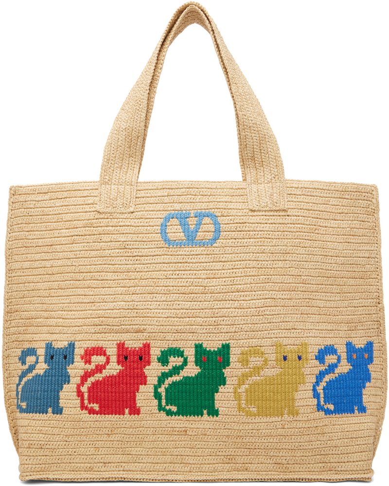 Garavani Beige Raffiachat Large Raffia Shopping Tote 261807F049004