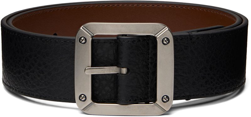 Black Grainy Reversible Belt 261129F001004