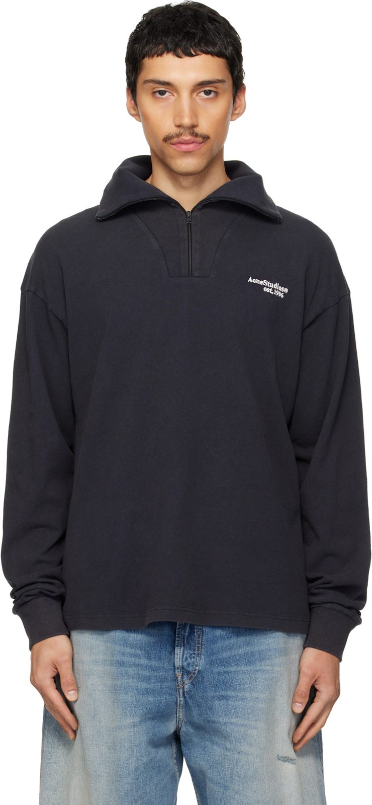 Black Half-Zip Logo Track Jacket 261129M202014