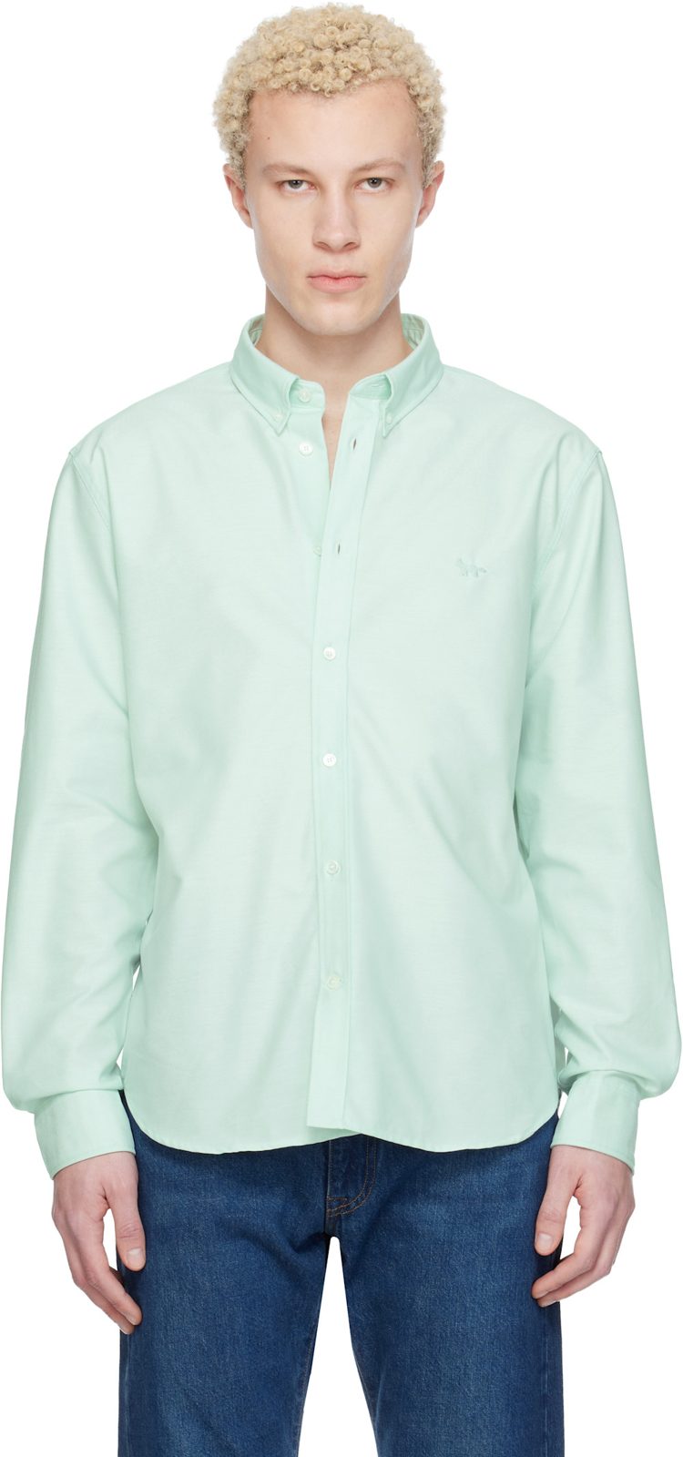 Maison Kitsune Green Profile Fox Casual Shirt 261389M192003