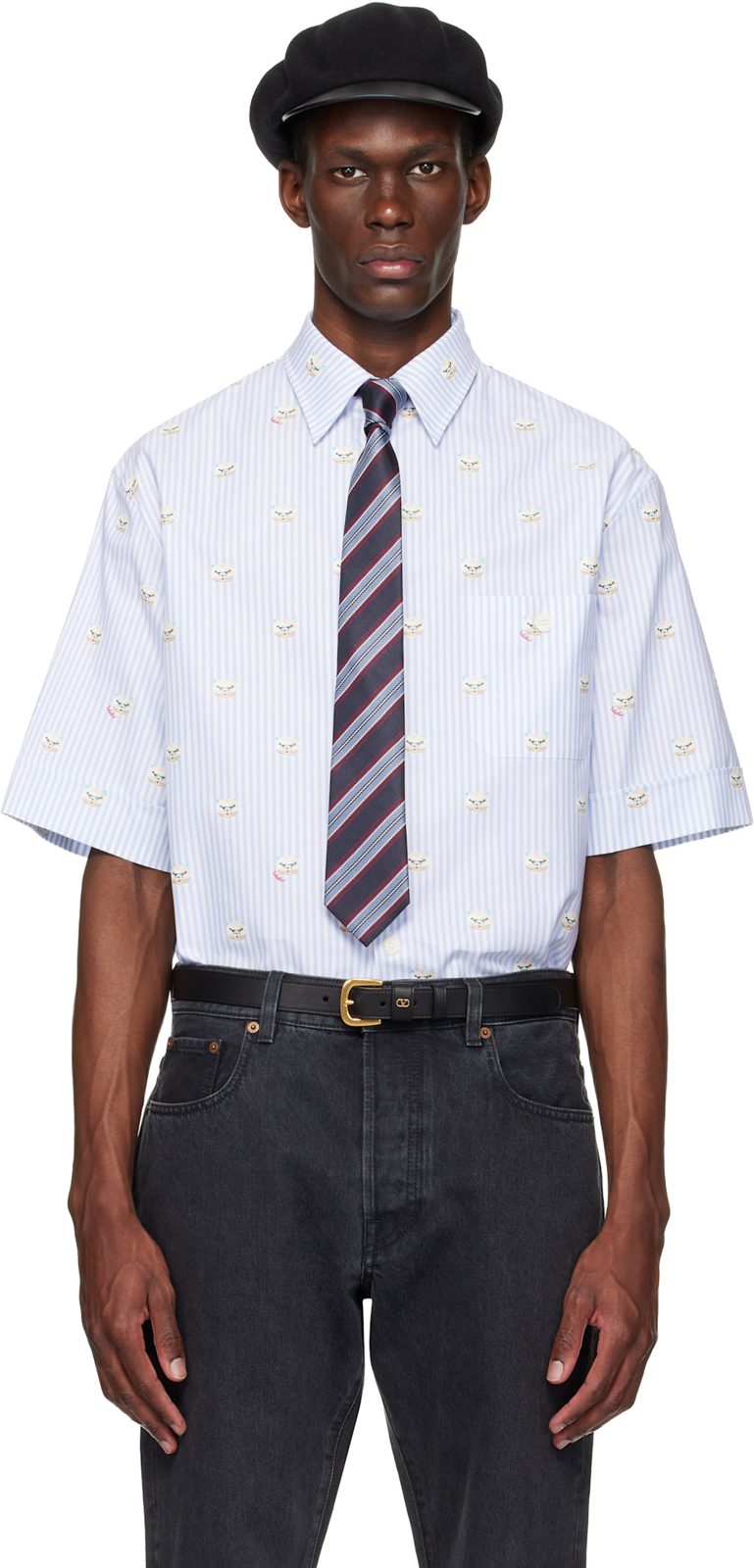 Blue Cotton Oxford Le Chat De La Maison Shirt 261476M192007