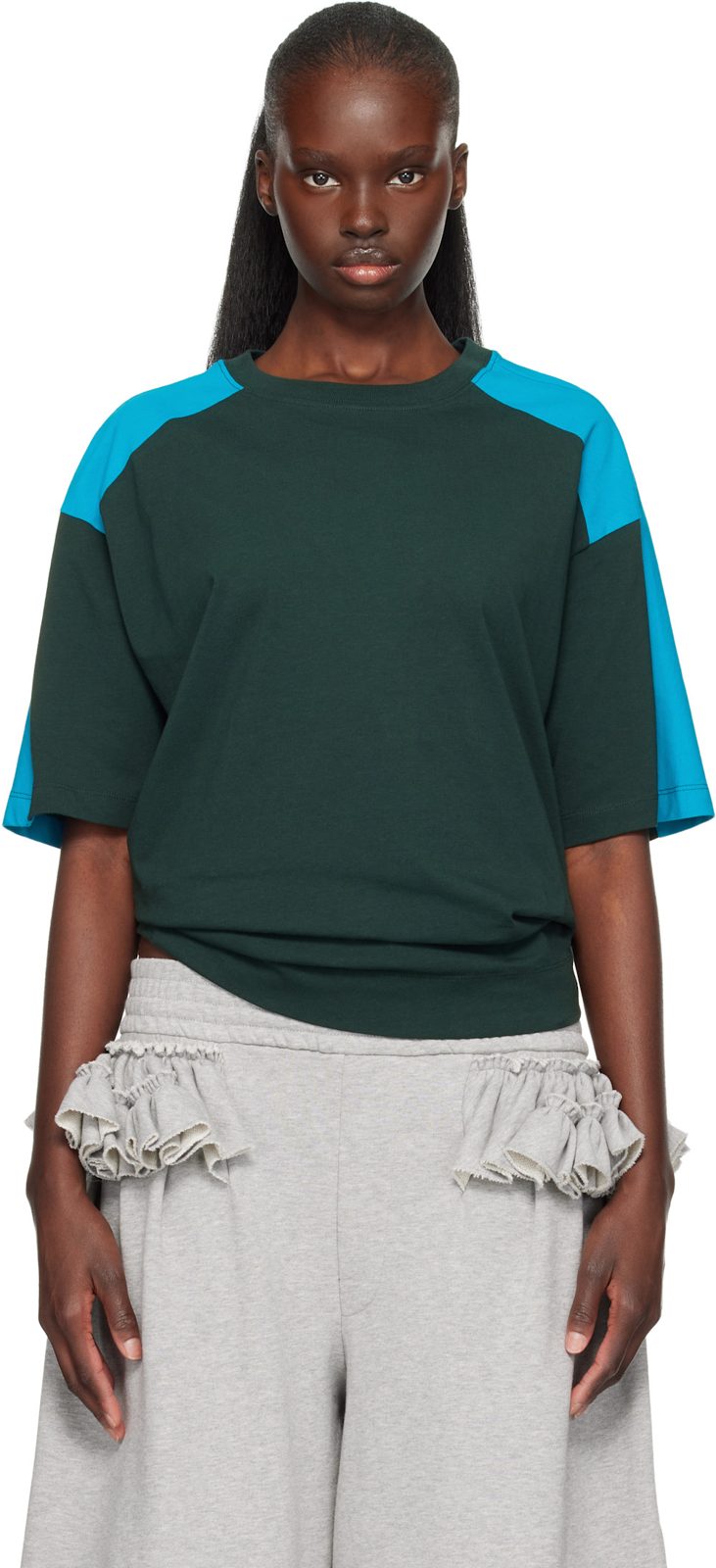 Green & Blue Loose Fit T-shirt 261358F110020