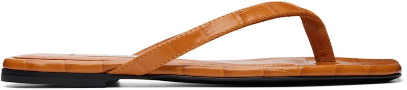 TOTEME Orange CROCO-EM[보스]ED Flip-Flops 261771F124000