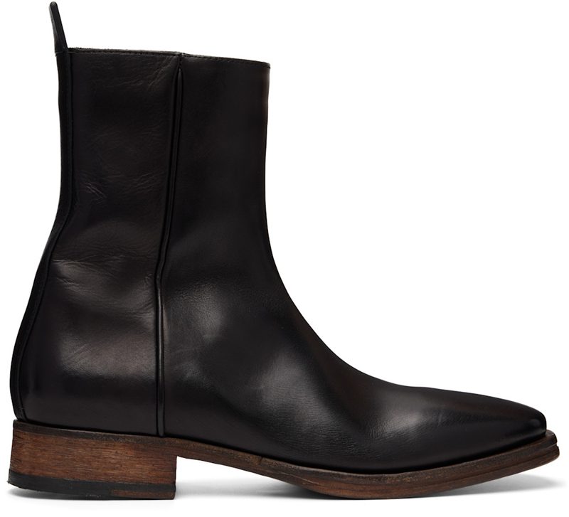 Black Leather Ankle Boot 261129M228003