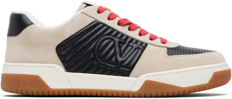 Garavani Black & Beige Sparry Split Leather Nappa Sneakers 261807M237003
