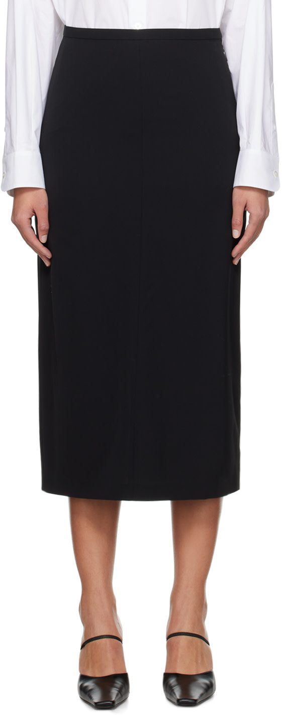 The Row Black Matias Midi Skirt 241359F092000