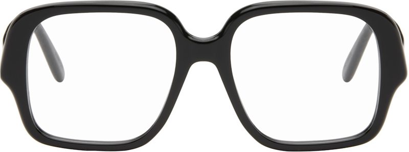 Black Large Square Text Logo Glasses 261677F004042