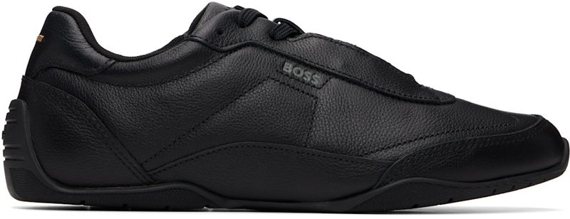 Black Logo Detail Leather Sneakers 261085M237098