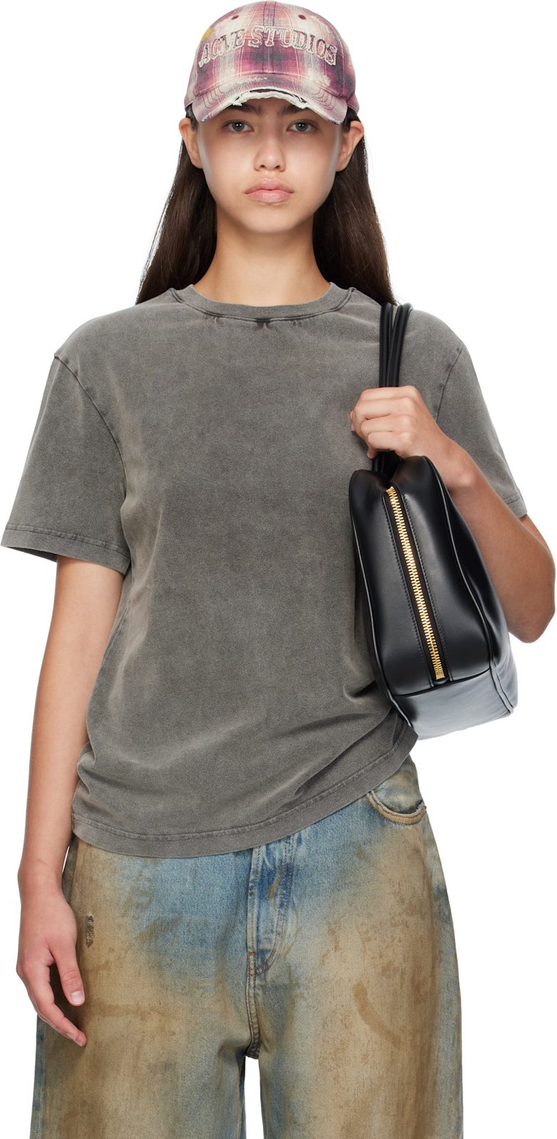 Black Cotton Crewneck T-shirt 252129F110038