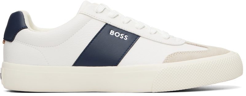 White Grained Faux-Leather Sneakers 261085M237001