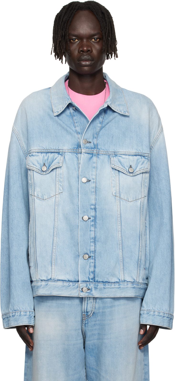 Blue Faded Denim Jacket 252129M177001