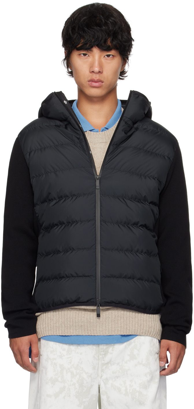 Black Paneled Down Jacket 242111M178010