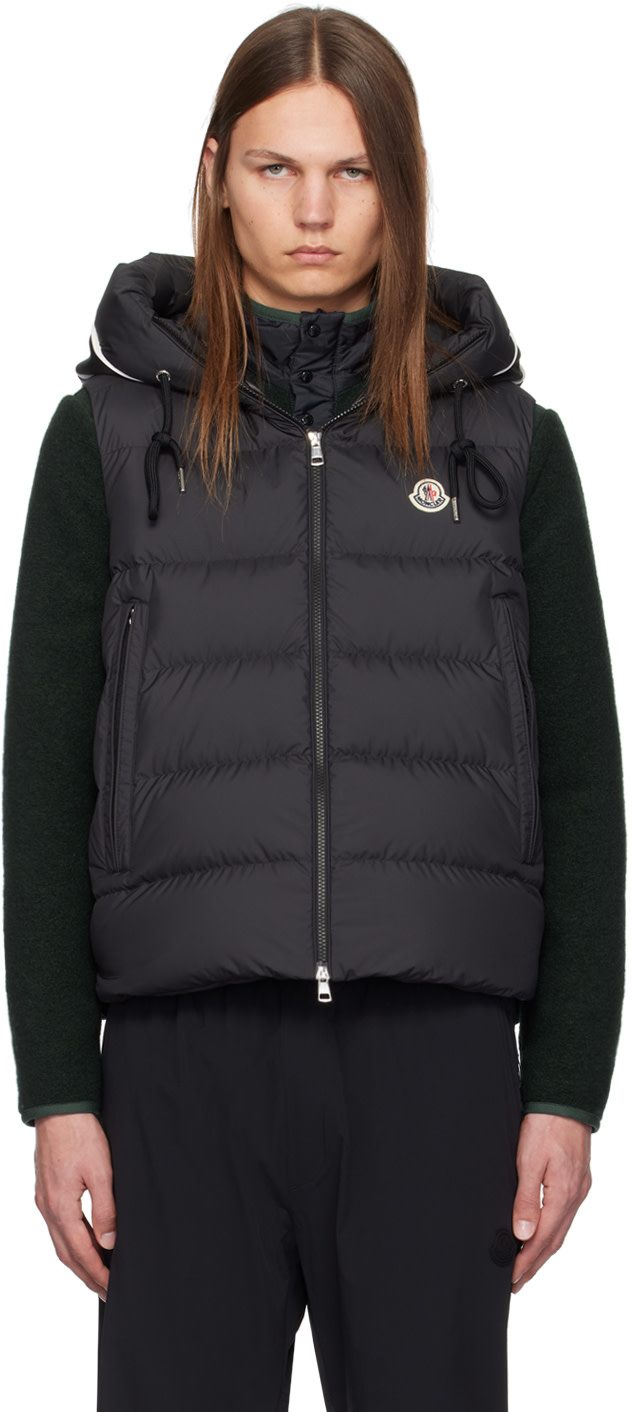 Black Cardamine Down Vest 242111M178106