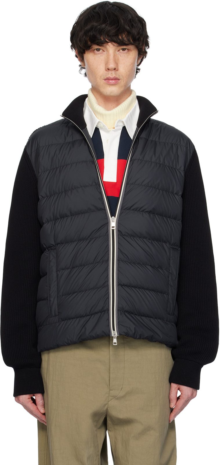 Black Padded Cotton Zip-Up Down Jacket 251111M178000