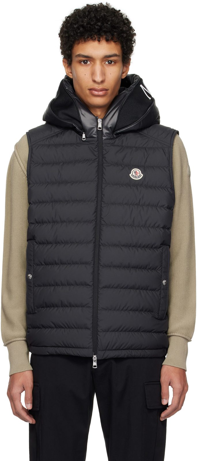 Black Bourget Hooded Down Vest 251111M178044